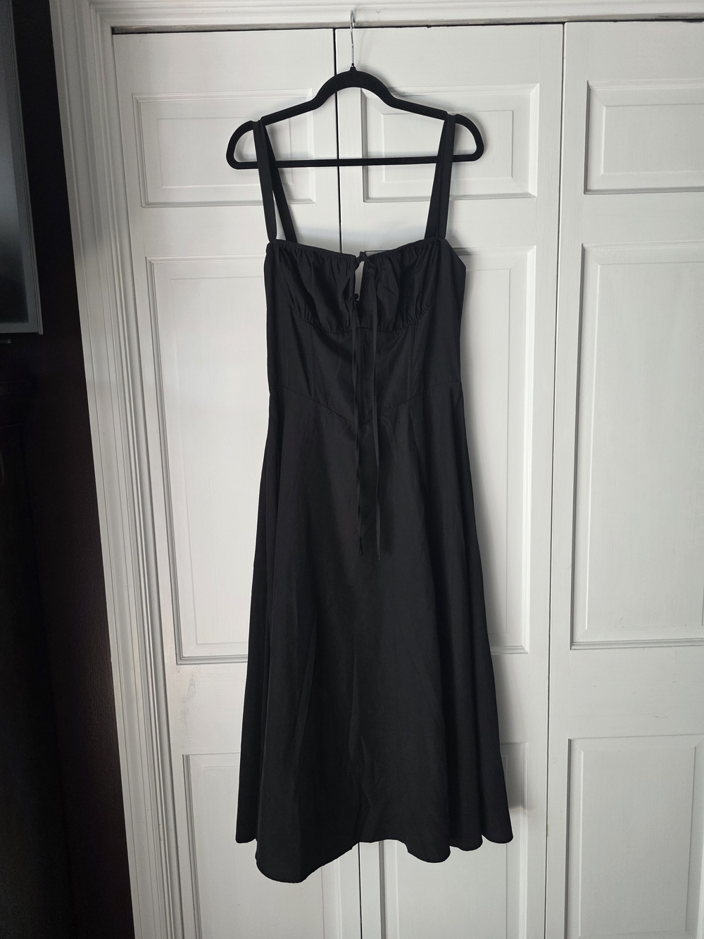 Black Corset Lace-Up Milkmaid Midi Dress Size Large Whimsigoth Coquette